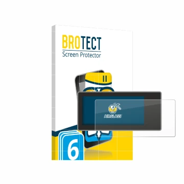 Front side of a product packaging with the brand logo BROTECT. Next to it is the device Acta Berg Radio shown with the corresp