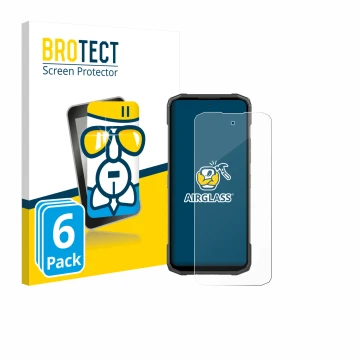 Front side of a product packaging with the brand logo BROTECT. Next to it is the device Doogee Blade 20 Turbo shown with the c