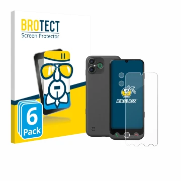 Front side of a product packaging with the brand logo BROTECT. Next to it is the device Doro Aurora A30 (Front+Camera) shown w