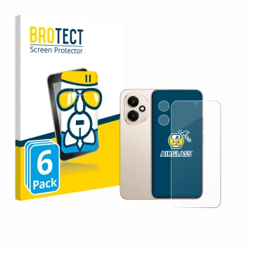 Front side of a product packaging with the brand logo BROTECT. Next to it is the device Honor 400 (Front+Camera) shown with th