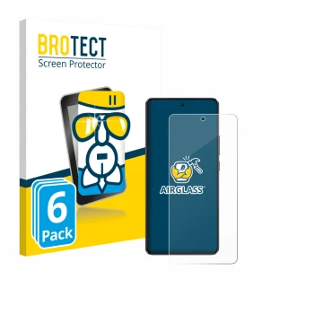 Front side of a product packaging with the brand logo BROTECT. Next to it is the device realme GT 7 shown with the correspondi