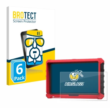 Front side of a product packaging with the brand logo BROTECT. Next to it is the device Lilliput A7s 7