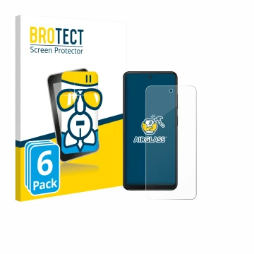 Front side of a product packaging with the brand logo BROTECT. Next to it is the device Xplora HMD Fusion X1 shown with the co