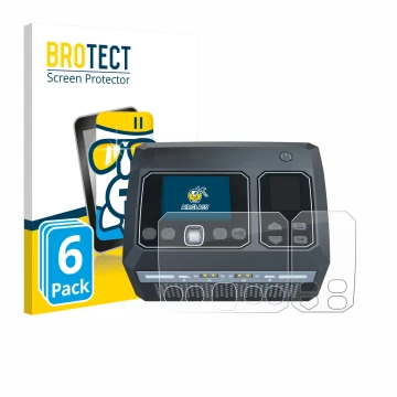Front side of a product packaging with the brand logo BROTECT. Next to it is the device SkyRc D750 Mix shown with the correspo