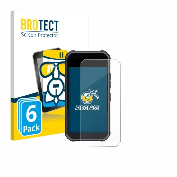 Front side of a product packaging with the brand logo BROTECT. Next to it is the device SkyCaddie Pro 5X shown with the corres