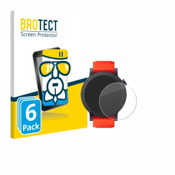 Front side of a product packaging with the brand logo BROTECT. Next to it is the device Nothing CMF Watch 3 Pro shown with the