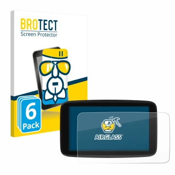 Front side of a product packaging with the brand logo BROTECT. Next to it is the device TomTom GO Classic 5