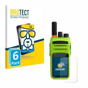 Front side of a product packaging with the brand logo BROTECT. Next to it is the device Talkpod N58 Plus shown with the corres