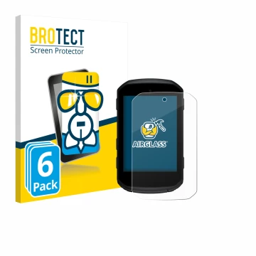Front side of a product packaging with the brand logo BROTECT. Next to it is the device Garmin Edge 850 shown with the corresp