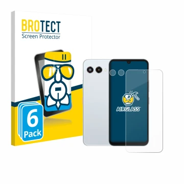 Front side of a product packaging with the brand logo BROTECT. Next to it is the device Telekom T Phone 3 (Front+Camera) shown