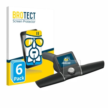 Front side of a product packaging with the brand logo BROTECT. Next to it is the device Motocaddy M7 GPS Remote shown with the