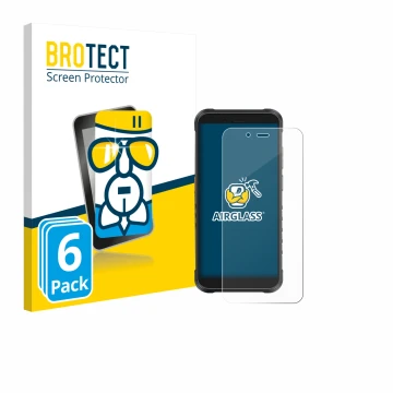 Front side of a product packaging with the brand logo BROTECT. Next to it is the device Ulefone RugKing shown with the corresp