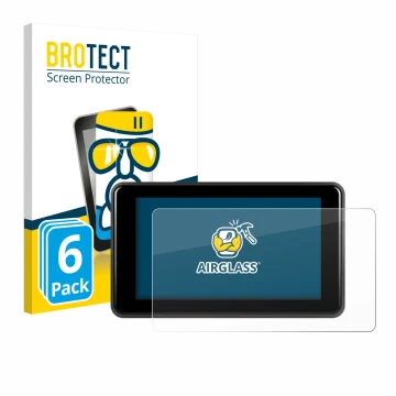 Front side of a product packaging with the brand logo BROTECT. Next to it is the device Vechtel Motorrad Carplay 5