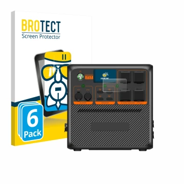 Front side of a product packaging with the brand logo BROTECT. Next to it is the device Bluetti AC240P shown with the correspo