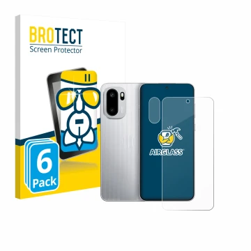 Front side of a product packaging with the brand logo BROTECT. Next to it is the device OnePlus Ace 6 (Front+Camera) shown wit