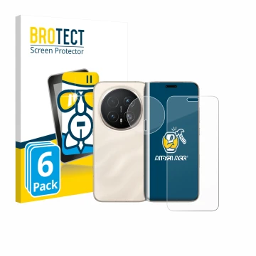 Front side of a product packaging with the brand logo BROTECT. Next to it is the device Honor Magic 8 Pro (Front+Camera) shown