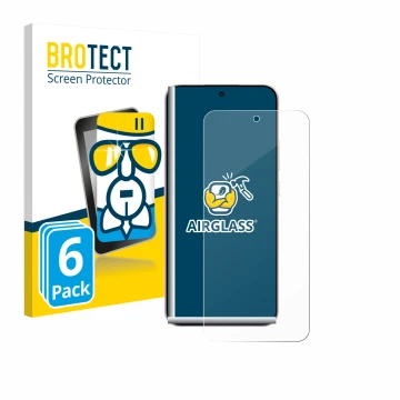 Front side of a product packaging with the brand logo BROTECT. Next to it is the device Oppo Reno 14 shown with the correspond