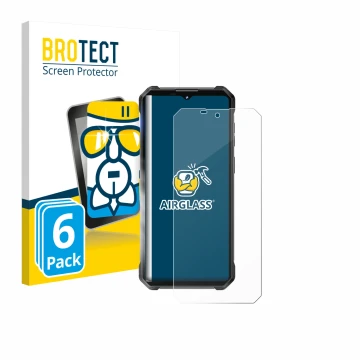 Front side of a product packaging with the brand logo BROTECT. Next to it is the device Oukitel WP53 Pro shown with the corres