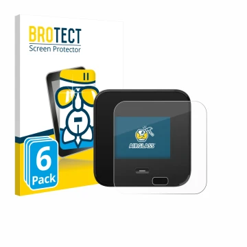 Front side of a product packaging with the brand logo BROTECT. Next to it is the device Netgear Nighthawk M7 Pro shown with th