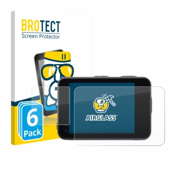 Front side of a product packaging with the brand logo BROTECT. Next to it is the device Akaso Brave 7 shown with the correspon