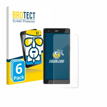 Front side of a product packaging with the brand logo BROTECT. Next to it is the device Scorpion 6X V2 shown with the correspo