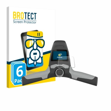 Front side of a product packaging with the brand logo BROTECT. Next to it is the device PowaKaddy FW5s shown with the correspo