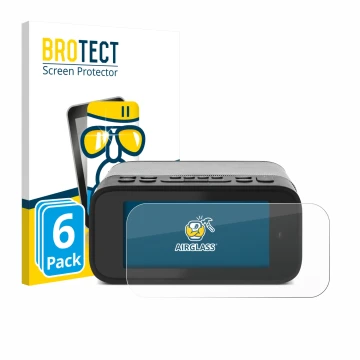 Front side of a product packaging with the brand logo BROTECT. Next to it is the device TechniSat Digitradio 52 BT shown with 