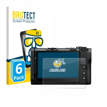 Front side of a product packaging with the brand logo BROTECT. Next to it is the device Nikon ZR 2025 shown with the correspon