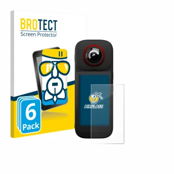 Front side of a product packaging with the brand logo BROTECT. Next to it is the device Labpano PanoX V3 360° shown with the c