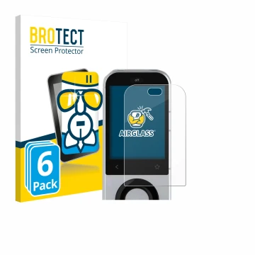 Front side of a product packaging with the brand logo BROTECT. Next to it is the device Sofabaton X2 shown with the correspond