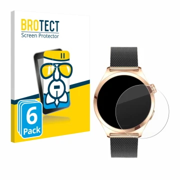 Front side of a product packaging with the brand logo BROTECT. Next to it is the device Niolina Smartwatch 1.27