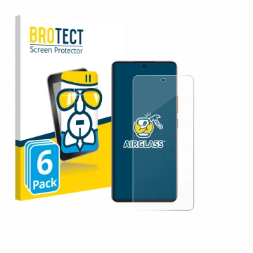 Front side of a product packaging with the brand logo BROTECT. Next to it is the device realme P4 Pro 5G shown with the corres