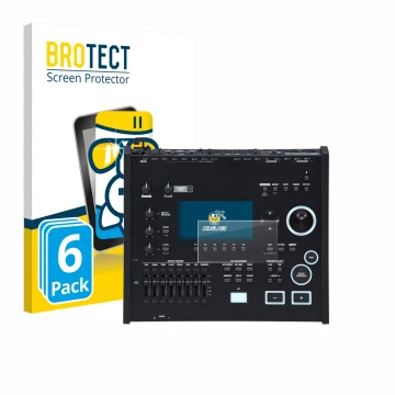 Front side of a product packaging with the brand logo BROTECT. Next to it is the device Roland V71 shown with the correspondin