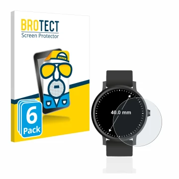 Front side of a product packaging with the brand logo BROTECT. Next to it is the device Watches (Circular, ø: 40 mm) shown wit
