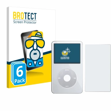 Front side of a product packaging with the brand logo BROTECT. Next to it is the device Apple iPod Classic Video (Front+Back) 