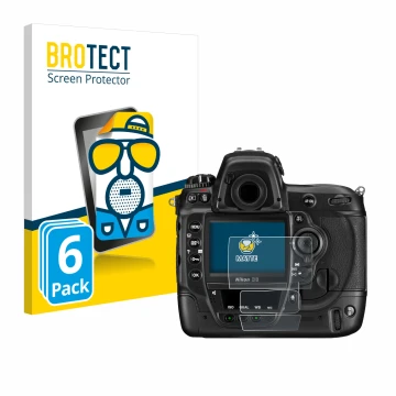 Front side of a product packaging with the brand logo BROTECT. Next to it is the device Nikon D3 shown with the corresponding 