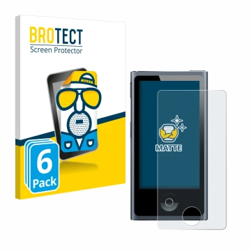Front side of a product packaging with the brand logo BROTECT. Next to it is the device Apple iPod nano 2012 (7th Gen.) shown 