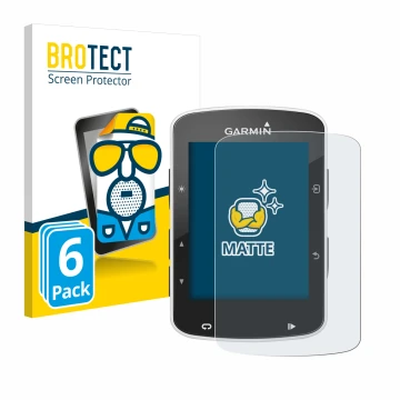 Front side of a product packaging with the brand logo BROTECT. Next to it is the device Garmin Edge 820 shown with the corresp