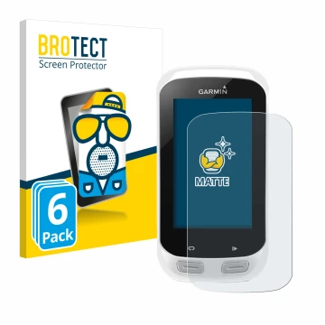Front side of a product packaging with the brand logo BROTECT. Next to it is the device Garmin Edge Explore 1000 shown with th