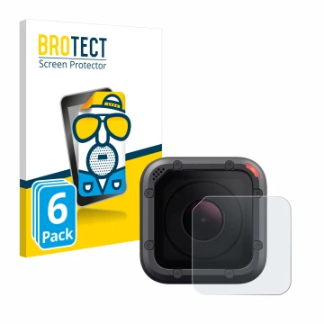 Front side of a product packaging with the brand logo BROTECT. Next to it is the device GoPro Hero 5 Session Lens (housing) sh