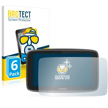 Front side of a product packaging with the brand logo BROTECT. Next to it is the device TomTom Go 6200 shown with the correspo