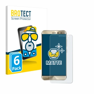 Front side of a product packaging with the brand logo BROTECT. Next to it is the device ASUS ZenFone 3 ZE552KL shown with the 