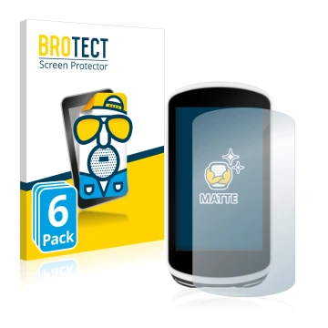 Front side of a product packaging with the brand logo BROTECT. Next to it is the device Garmin Edge 1030 shown with the corres