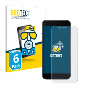 Front side of a product packaging with the brand logo BROTECT. Next to it is the device Xiaomi Mi A1 shown with the correspond