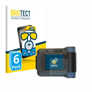 Front side of a product packaging with the brand logo BROTECT. Next to it is the device Swissphone s.Quad X15 shown with the c