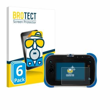 Front side of a product packaging with the brand logo BROTECT. Next to it is the device Vtech Storio Max 2.0 shown with the co