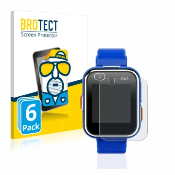 Front side of a product packaging with the brand logo BROTECT. Next to it is the device Vtech Kidizoom Smart Watch DX2 shown w