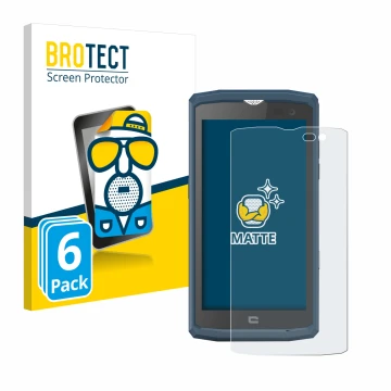 Front side of a product packaging with the brand logo BROTECT. Next to it is the device Crosscall Core X3 shown with the corre