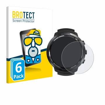Front side of a product packaging with the brand logo BROTECT. Next to it is the device Suunto D5 shown with the corresponding