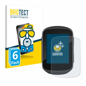Front side of a product packaging with the brand logo BROTECT. Next to it is the device Garmin Edge 130 Plus shown with the co